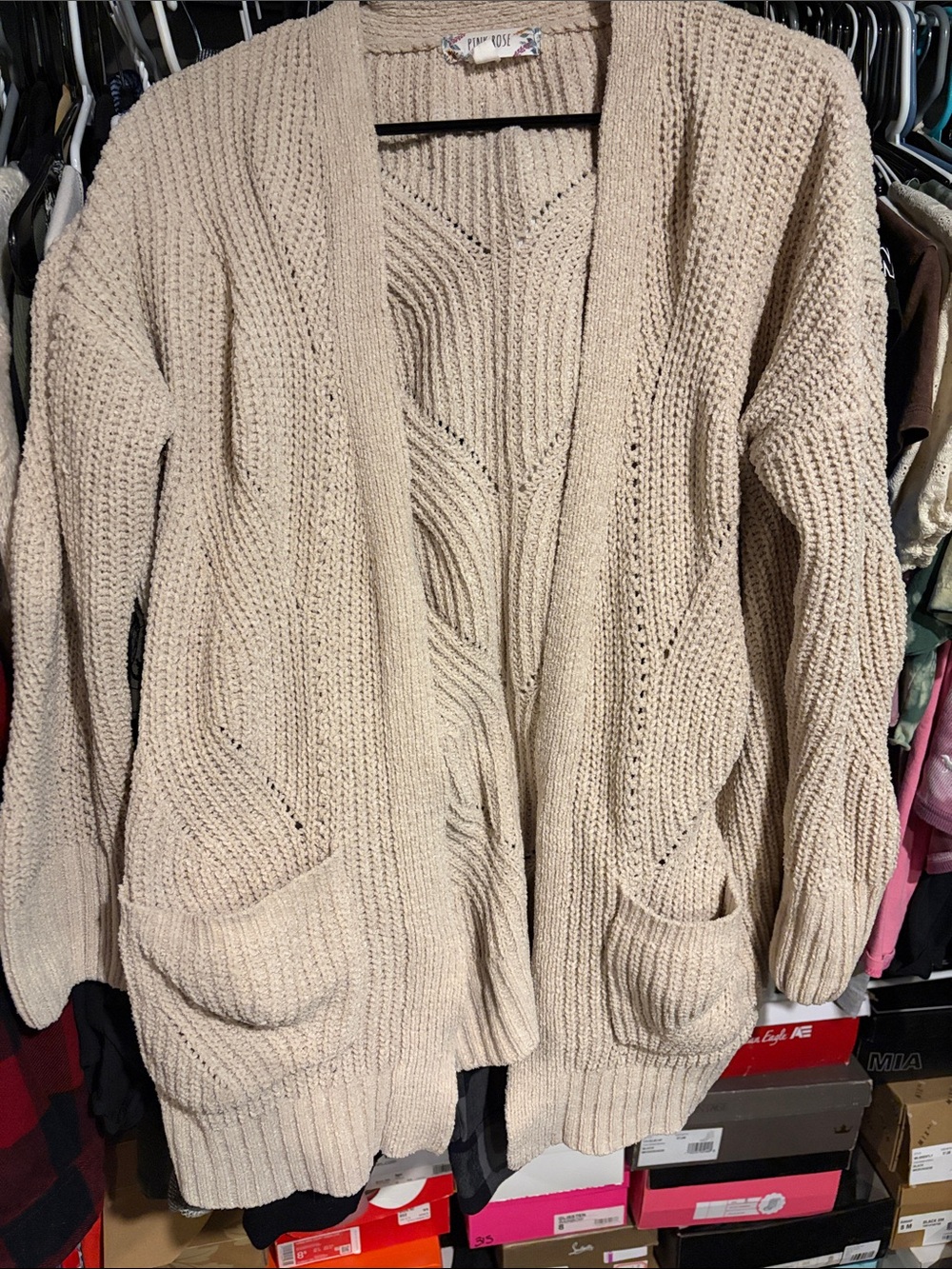 Open-Front Cable Knit Men's Cardigan